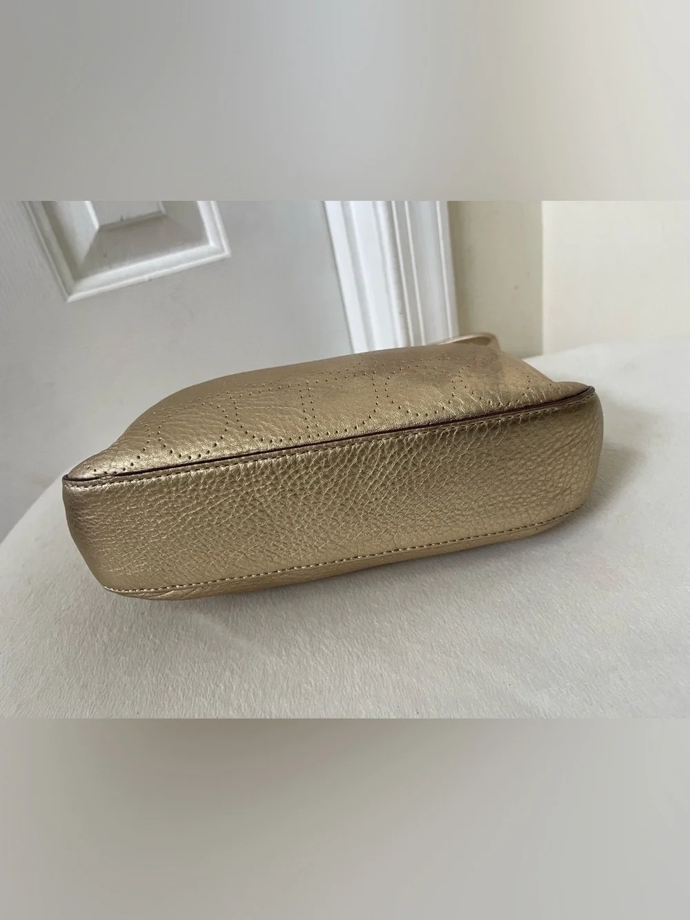 Kate Spade Y2K Vintage Metallic Gold Leather Shoulder Bag with Tassel
